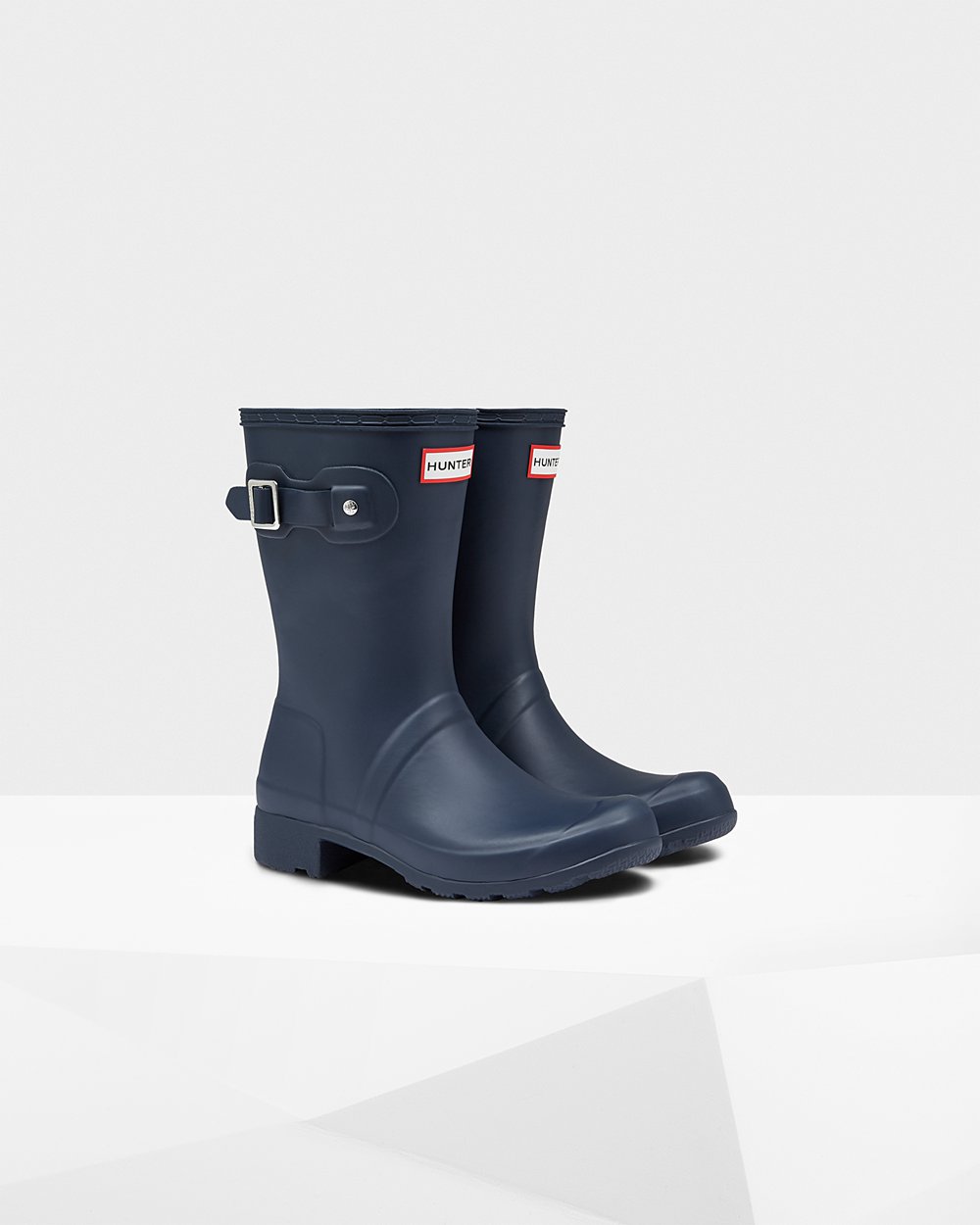 Womens Short Rain Boots - Hunter Original Tour Foldable (63GFQRUJL) - Navy